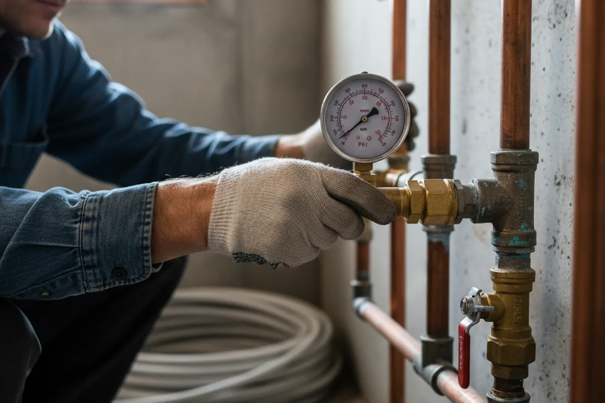Pressure testing a repaired line during Water Line Repair in Pullman